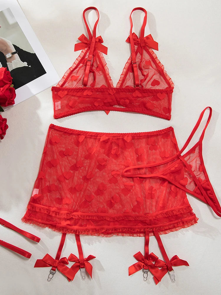 Valentine's 4 Pcs Set Lingerie